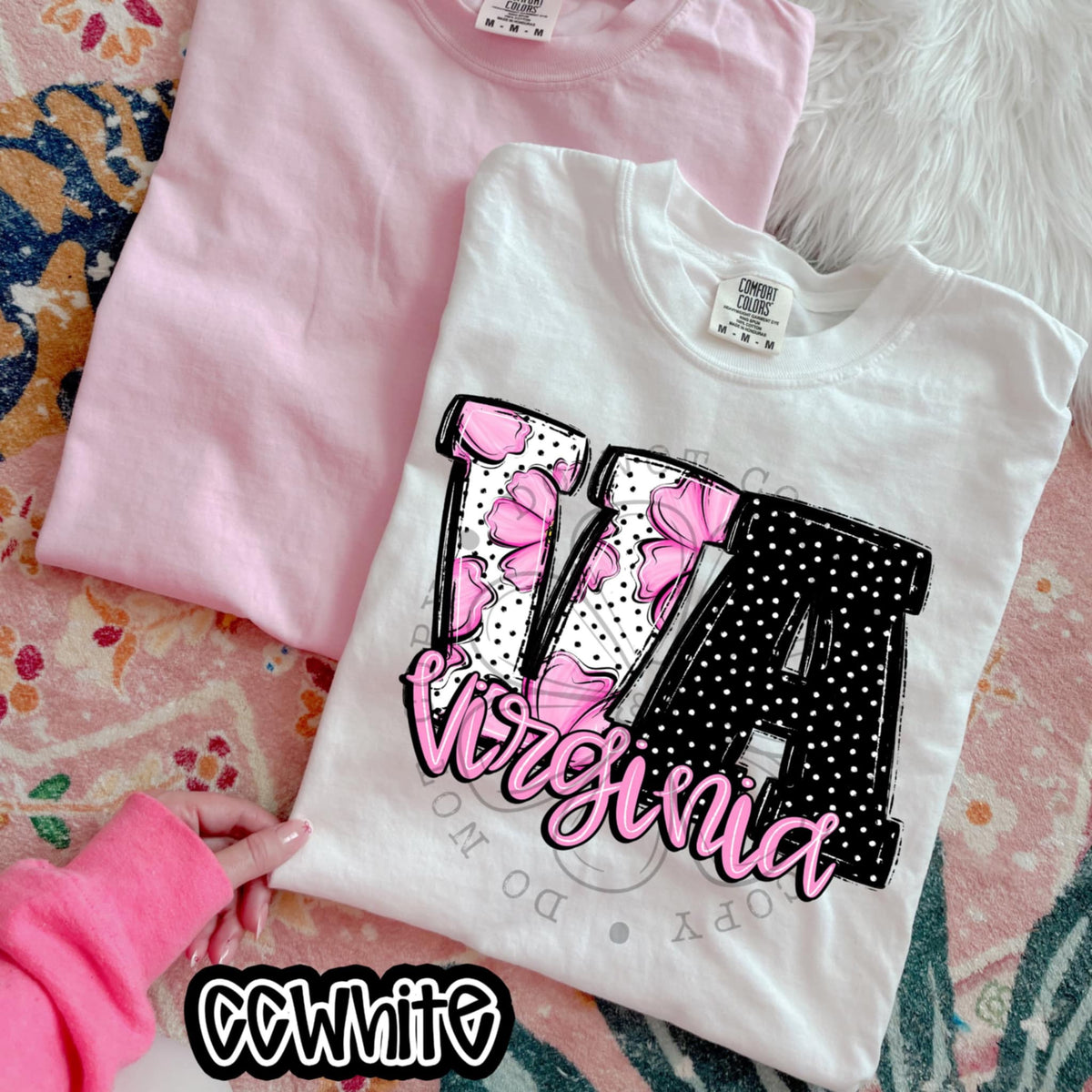 VA Virginia pink flowers (SWD) 94530 DTF transfer