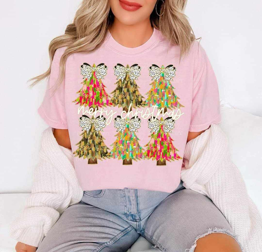 Merry Christmas Brushstroke Christmas tree collage (LYTTLE) 70040 DTF transfer