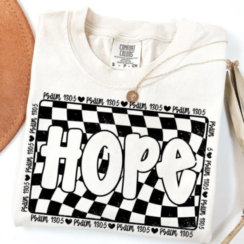 Hope checkered background BLACK 106488 DTF transfer
