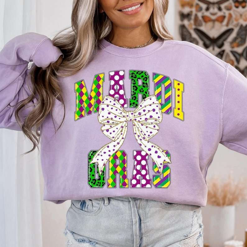 Mardi Gras dalmatien bow 77686 DTF transfer