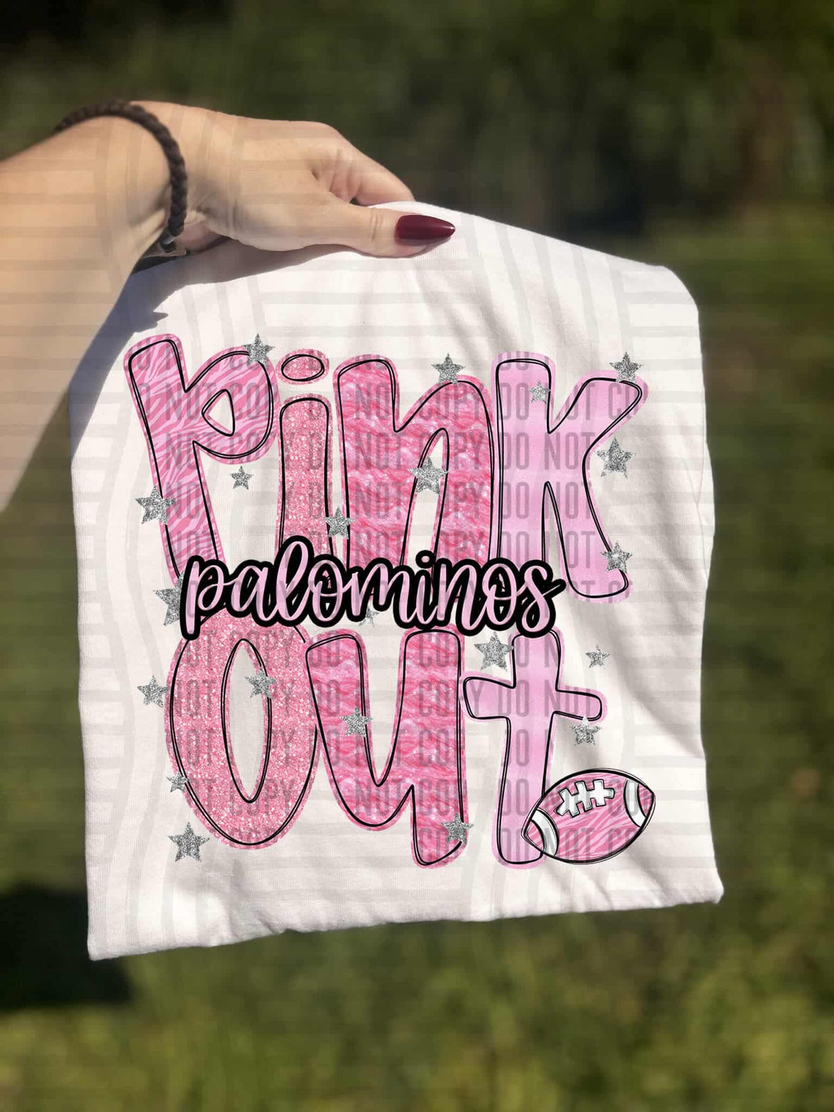 Pink out sparkles Palominos (Caplinger) DTF transfer
