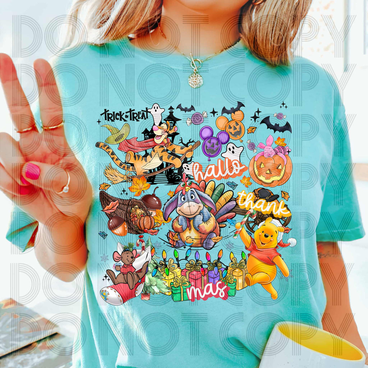 Hallothanksmas Bear COLLAGE (renewed) DTF transfer