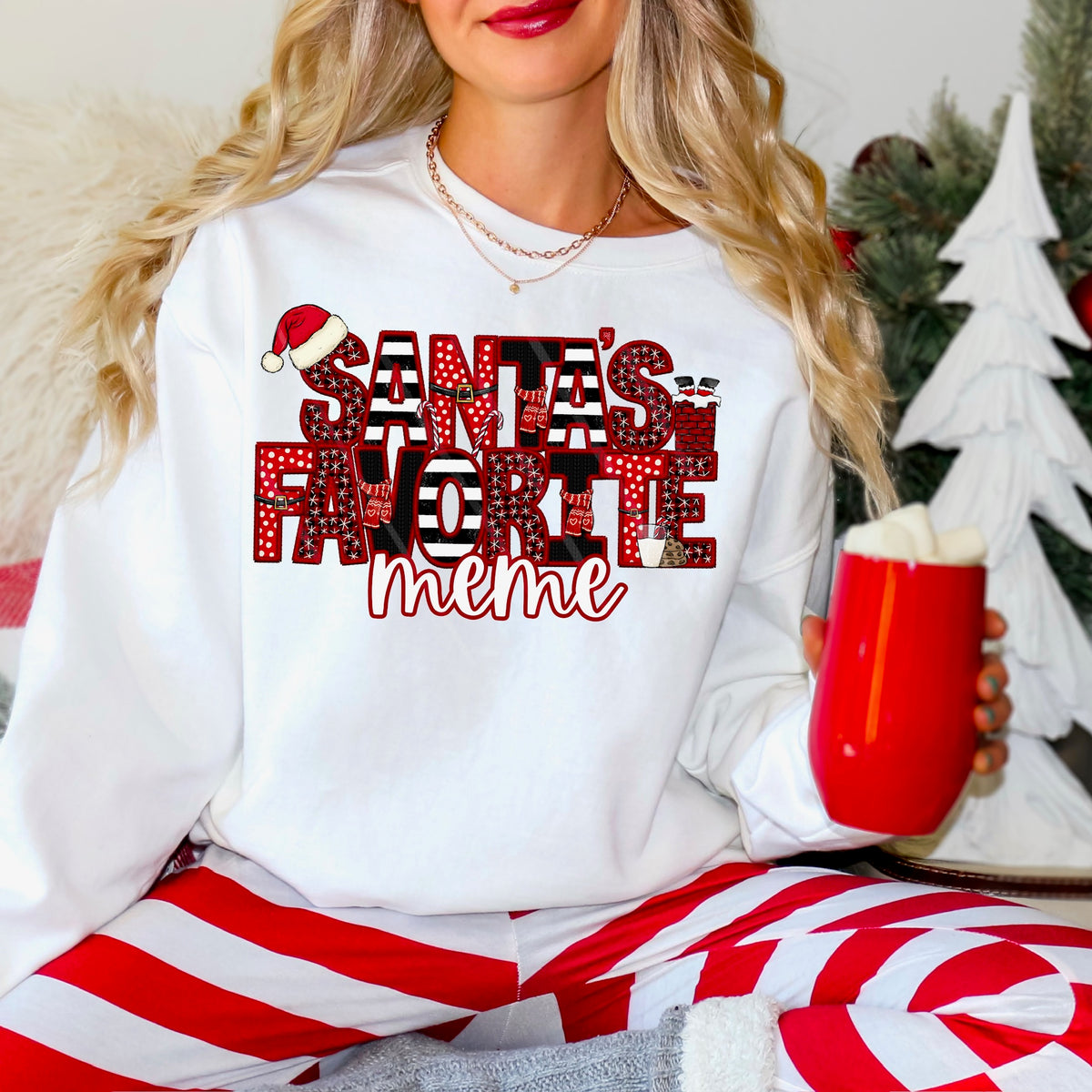Santa’s Favorite meme with Santa hat DTF transfer