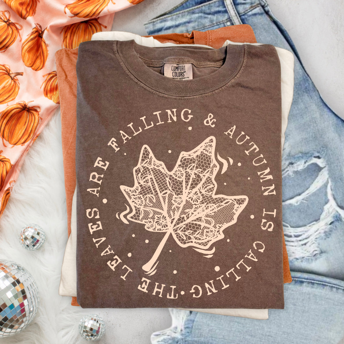Fall leaf circle tan (csc) DTF Transfer