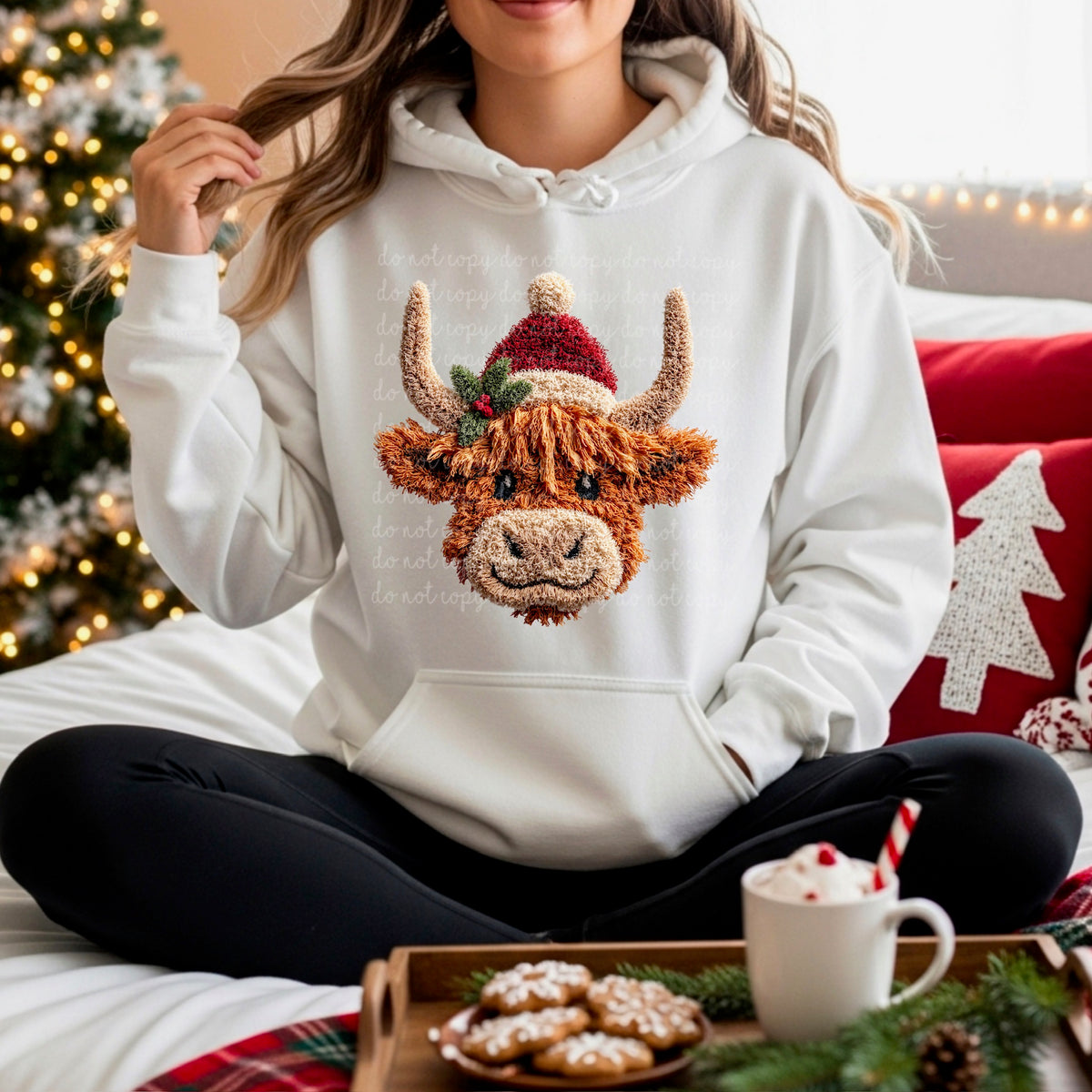 Faux Yarn Highland Cow DTF transfer