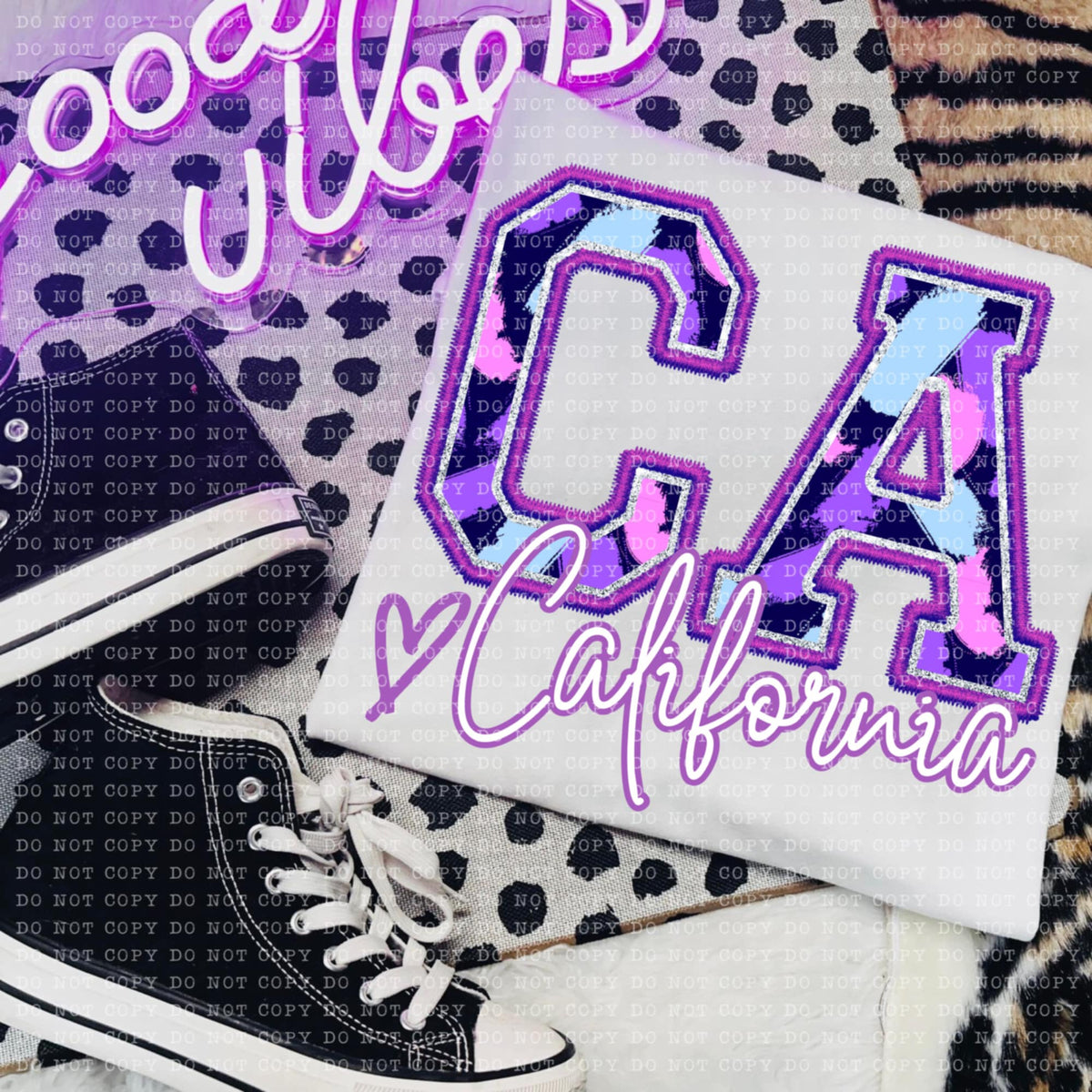 CA California purple brushstrokes (ECHT) 94027 DTF transfer