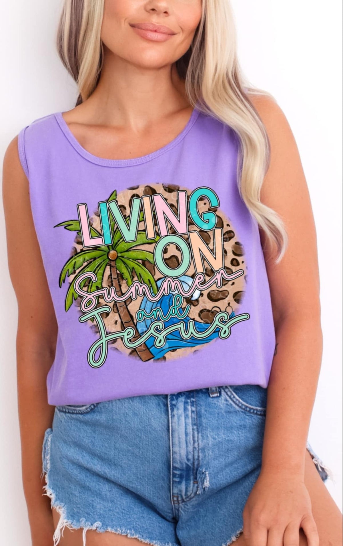 Living on summer & Jesus 93122 DTF transfer