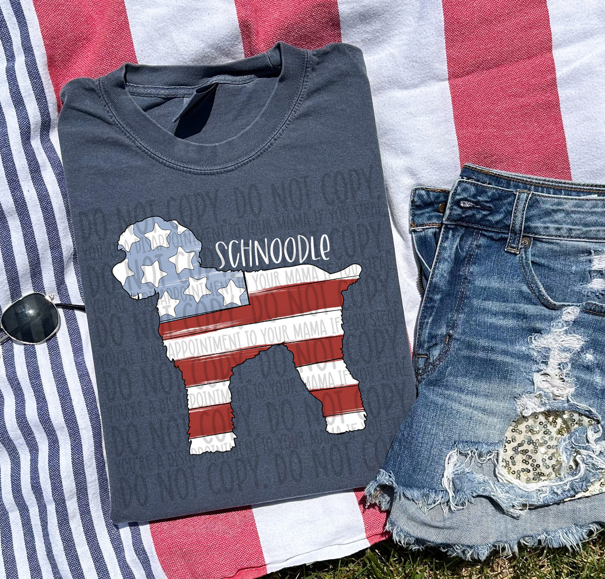 SCHNOODLE patriotic white (SWD) DTF transfer