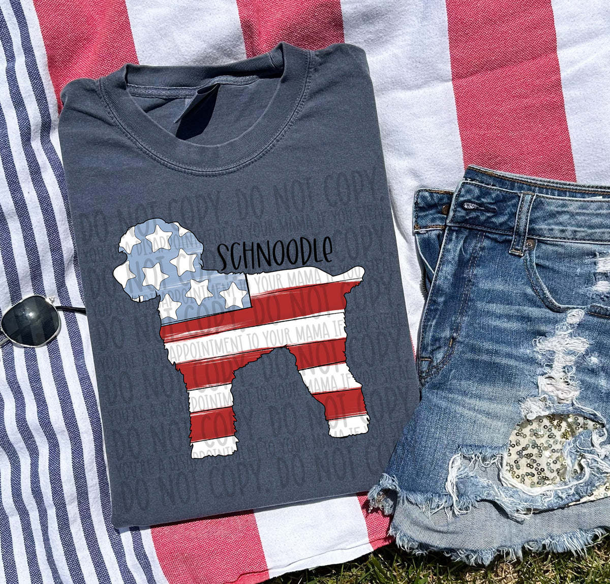 SCHNOODLE patriotic black font (SWD) DTF transfer