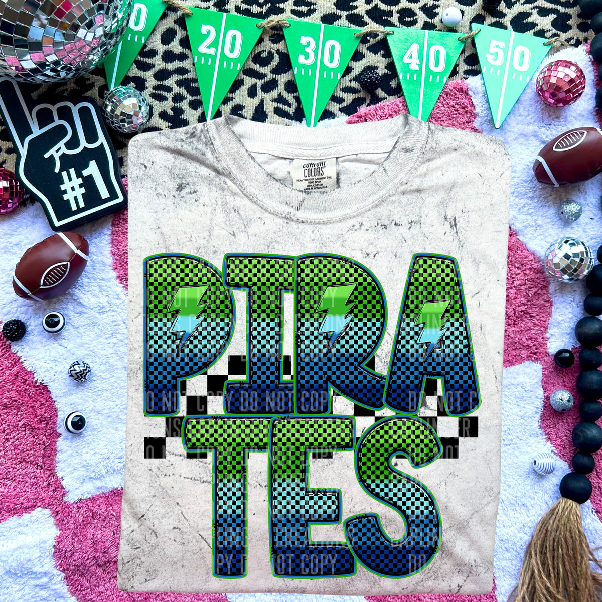 Pirates Blue and Green Checkered (Caplinger) DTF transfer