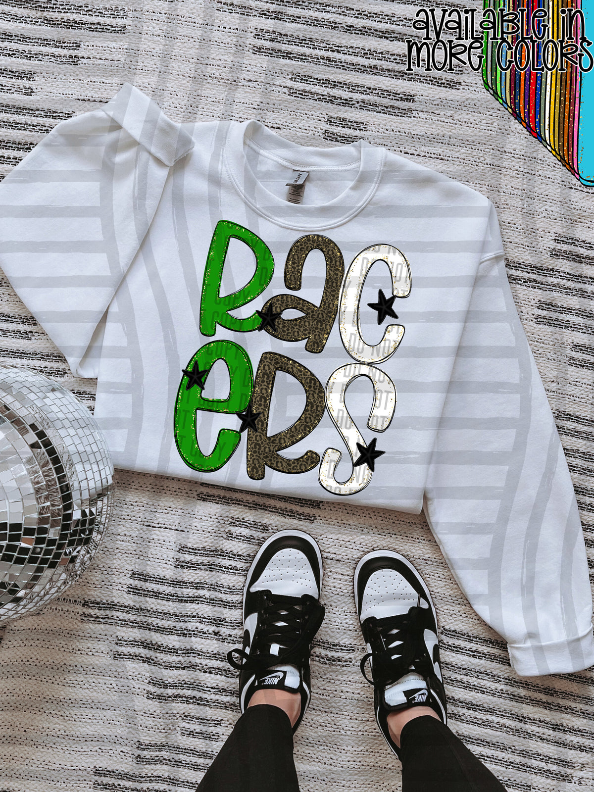 green, gray and white, racers stacked (Caplinger) DTF Transfer