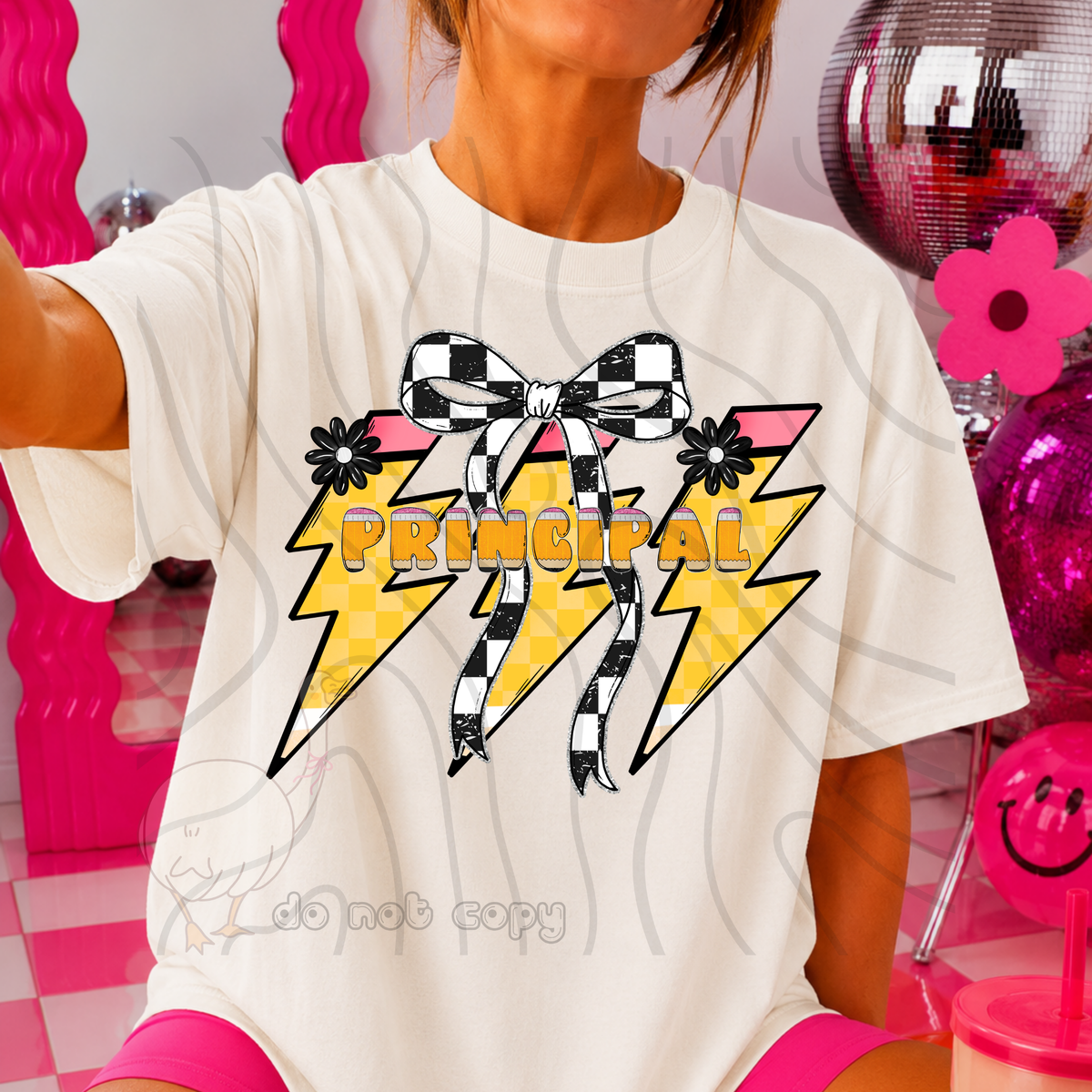 principal 80 lightening bolt black/white bow occupation (dkdbk) DTF transfer