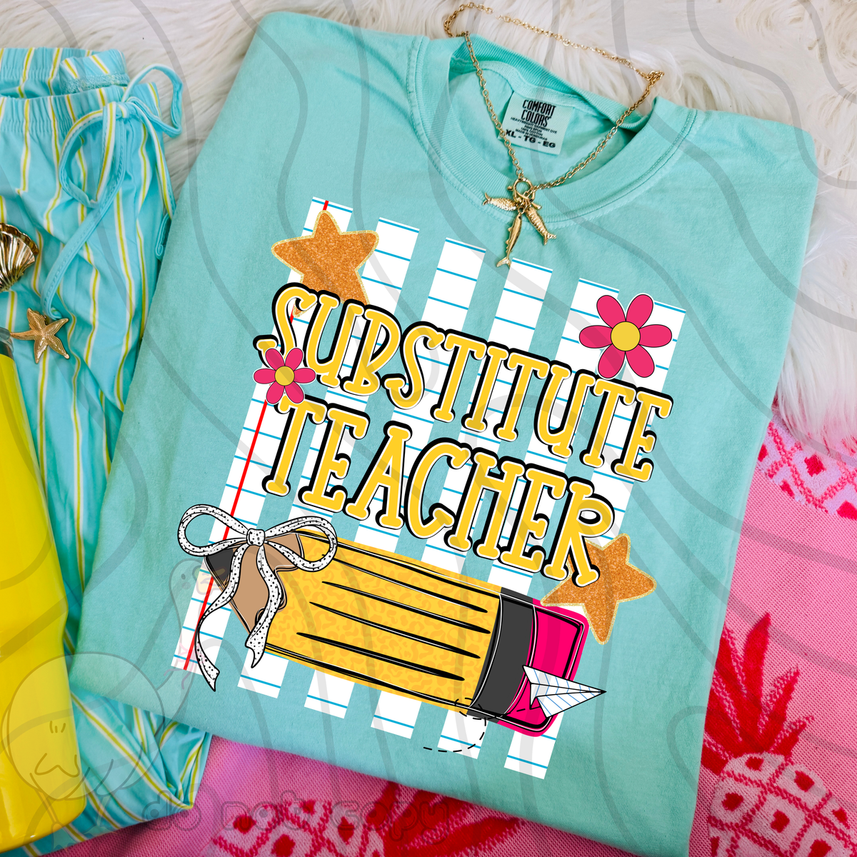 Substitute teacher pencil stripes (DKD) DTF Transfer