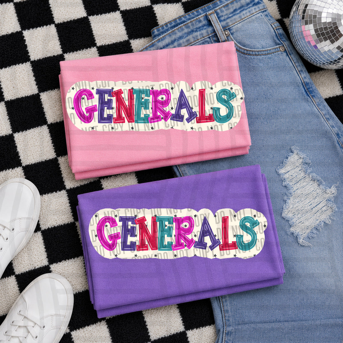 generals bubble around letters with small stars (Caplinger) DTF Transfer