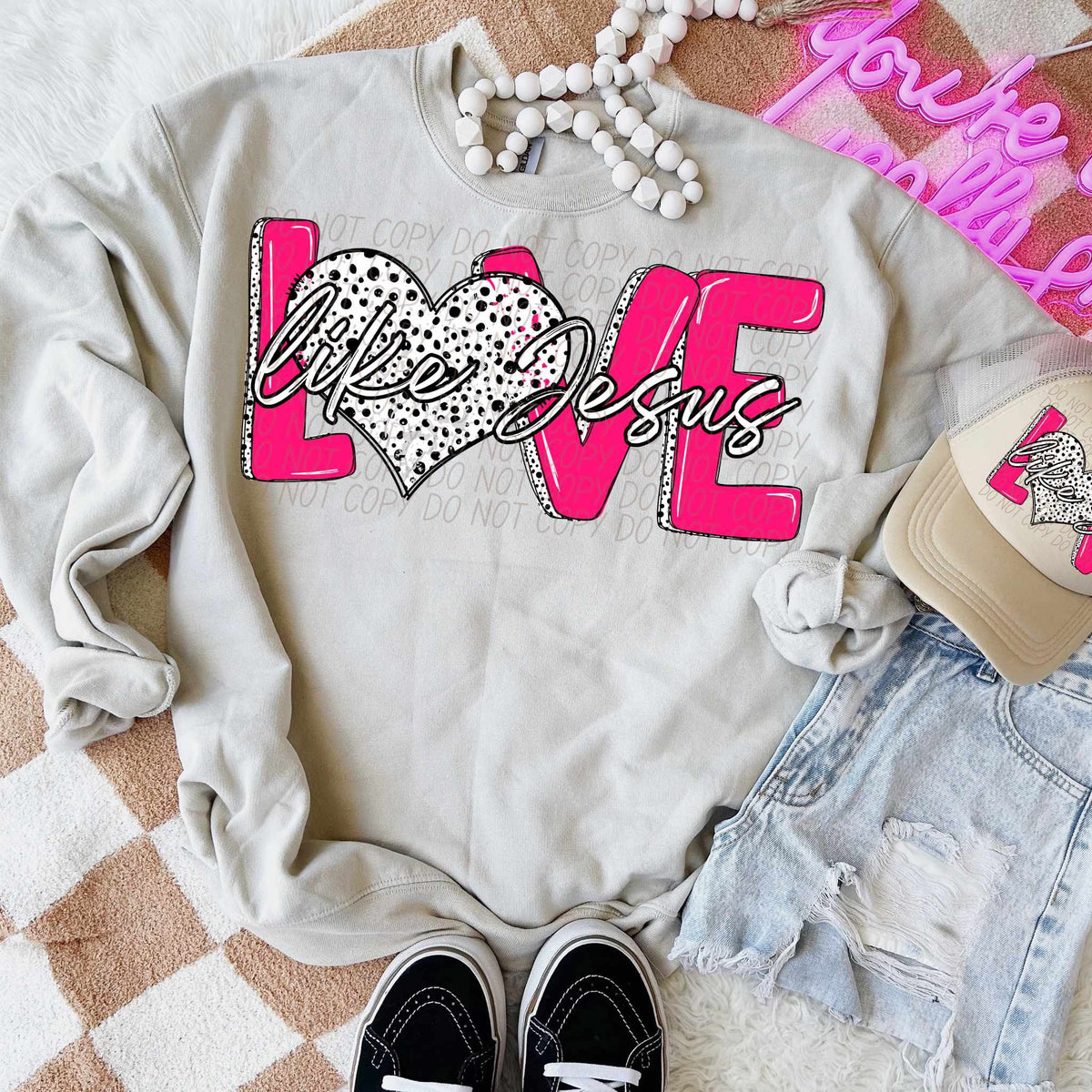 Love like Jesus black outline (CITY) 75752 DTF transfer
