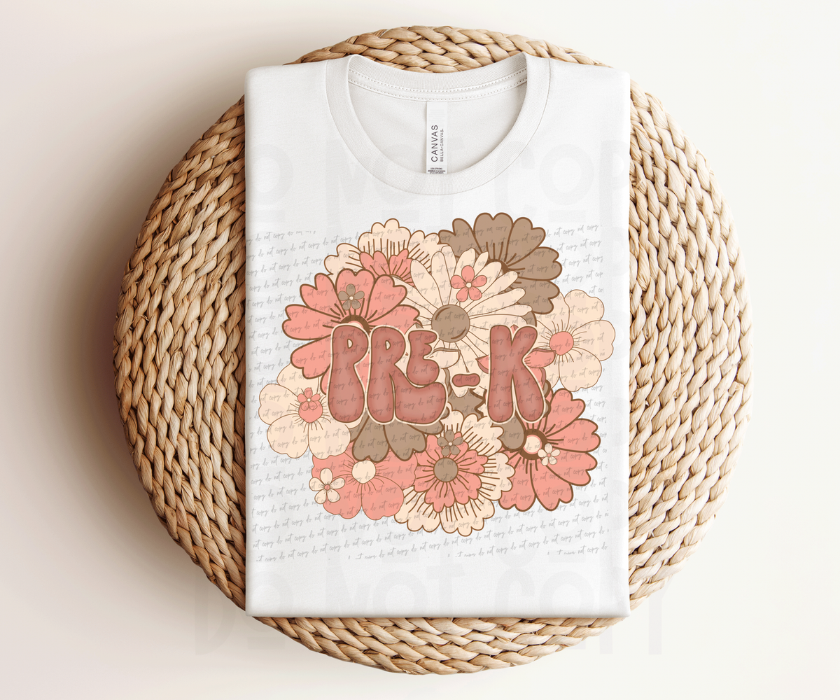 Pre-K (pastel florals) 30878 DTF transfer