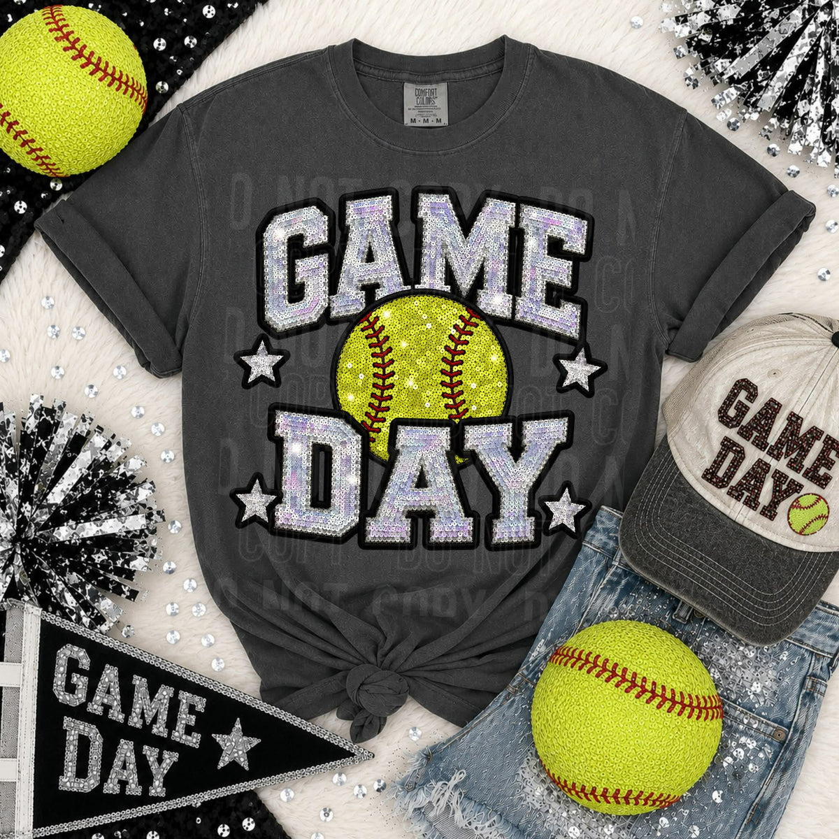 Game day sequin softball (SBB) Sunday Special DTF transfer