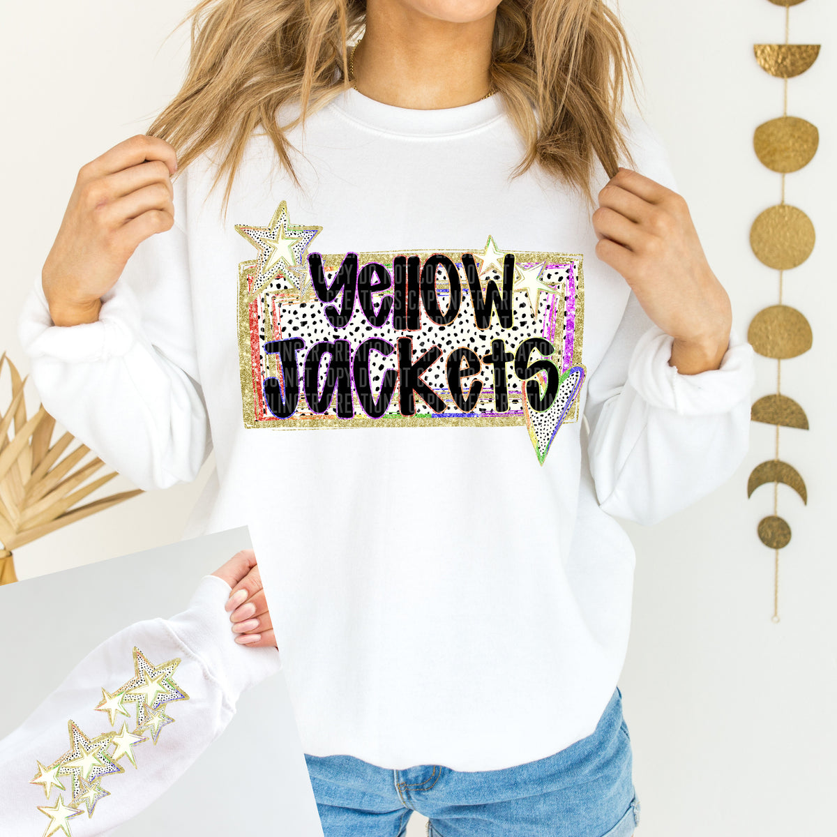 Yellow jackets dalmatian rainbow (Caplinger) 87849 DTF transfer