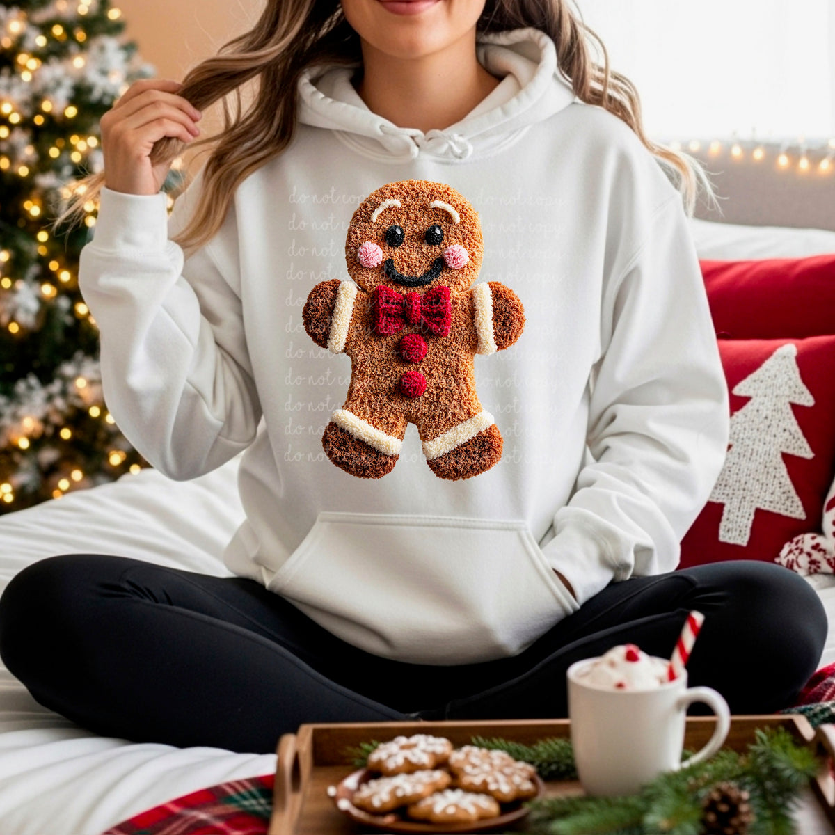 Faux Yarn Gingerbread DTF transfer