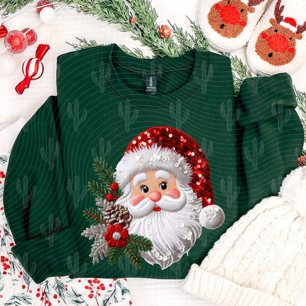 Santa with red sequin hat (crafti) DTF transfer