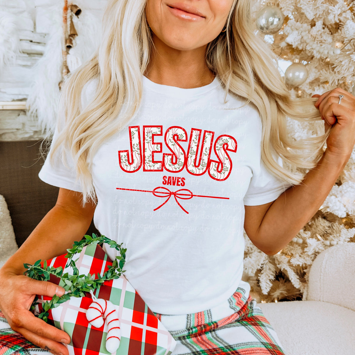 Jesus Saves Red Bow (MZ) DTF Transfer