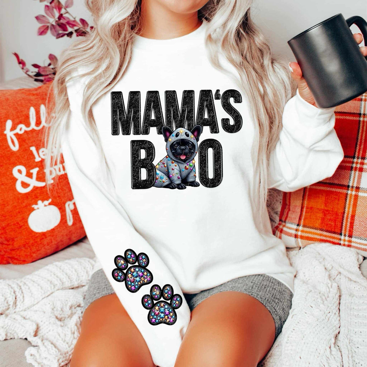 Mamas boo black frenchie FRONT ONLY 52886 DTF transfer