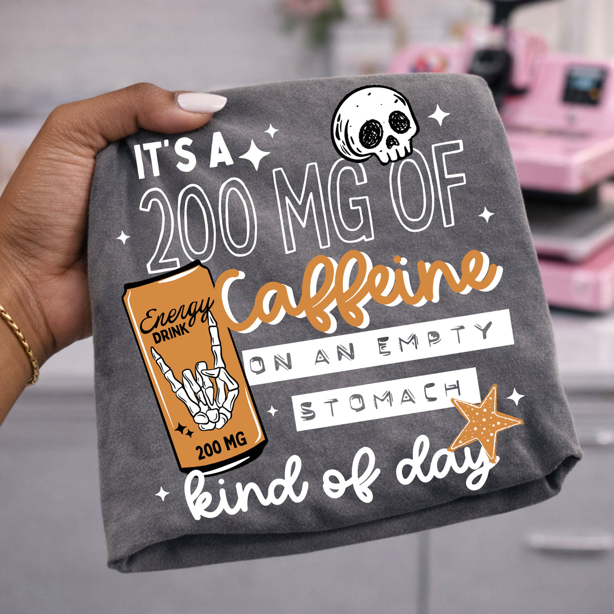 200 MG of caffeine (white) (CSC) DTF Transfer