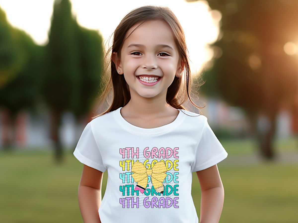 4th grade repeat print pencil bow 49814 DTF transfer