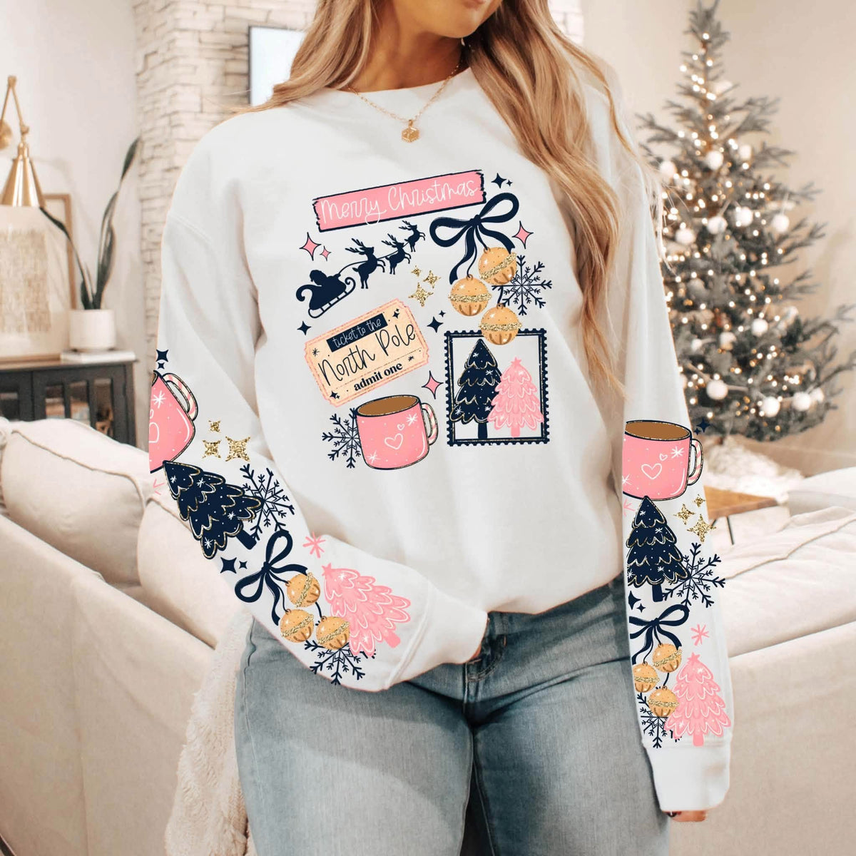 Ticket to the North Pole pink (front only) (csc) DTF Transfer