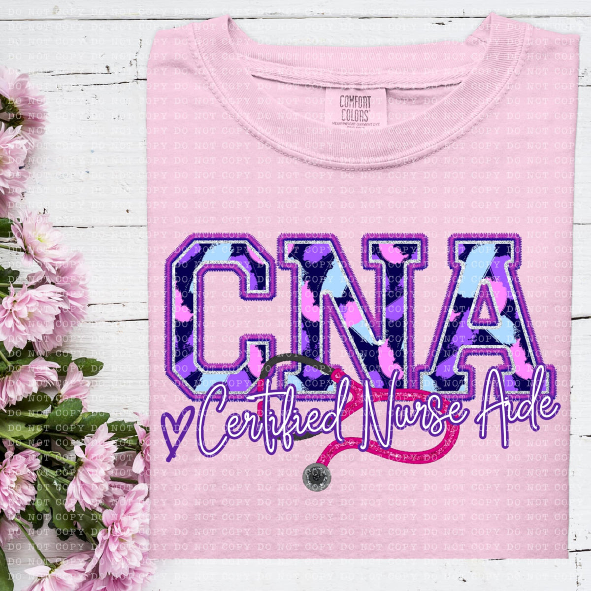 CNA certified nurse aide purple brushstrokes (ECHT) 93939 DTF transfer