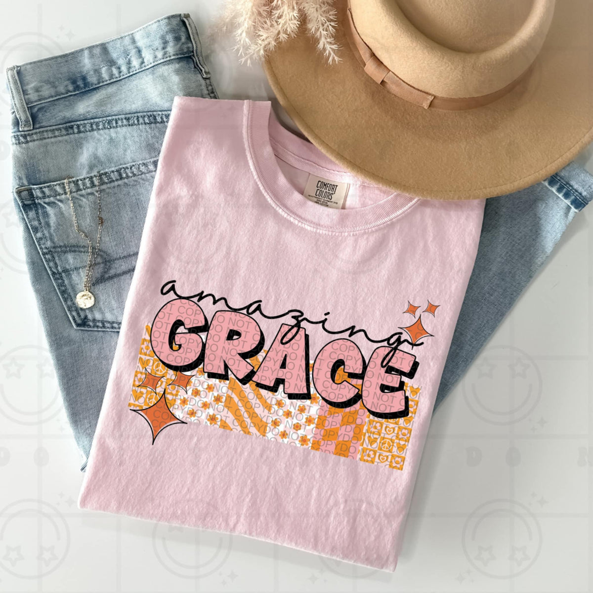 Amazing grace pink and orange (HW) 93480 DTF transfer