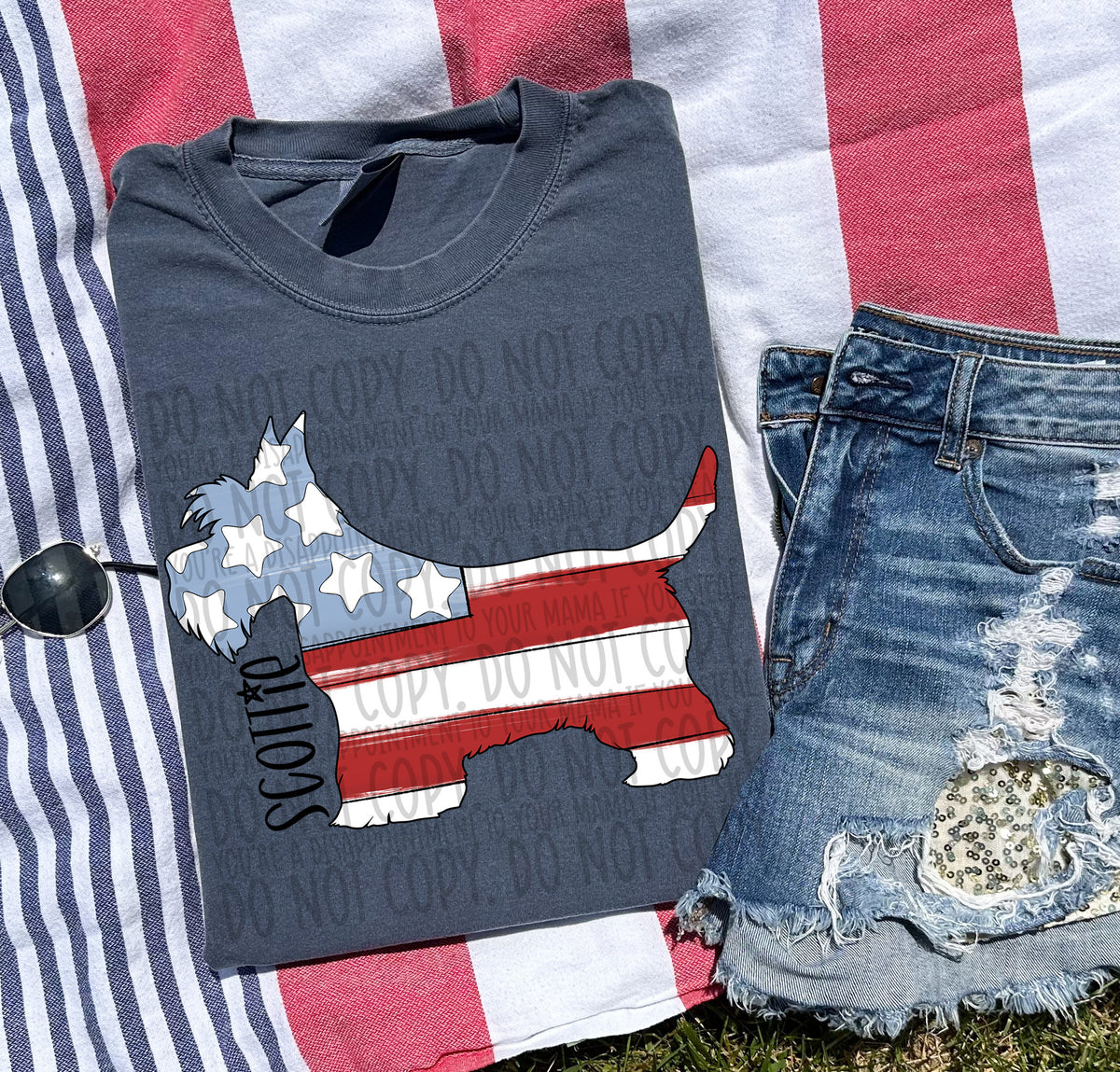 SCOTTIE patriotic black font (SWD) DTF transfer