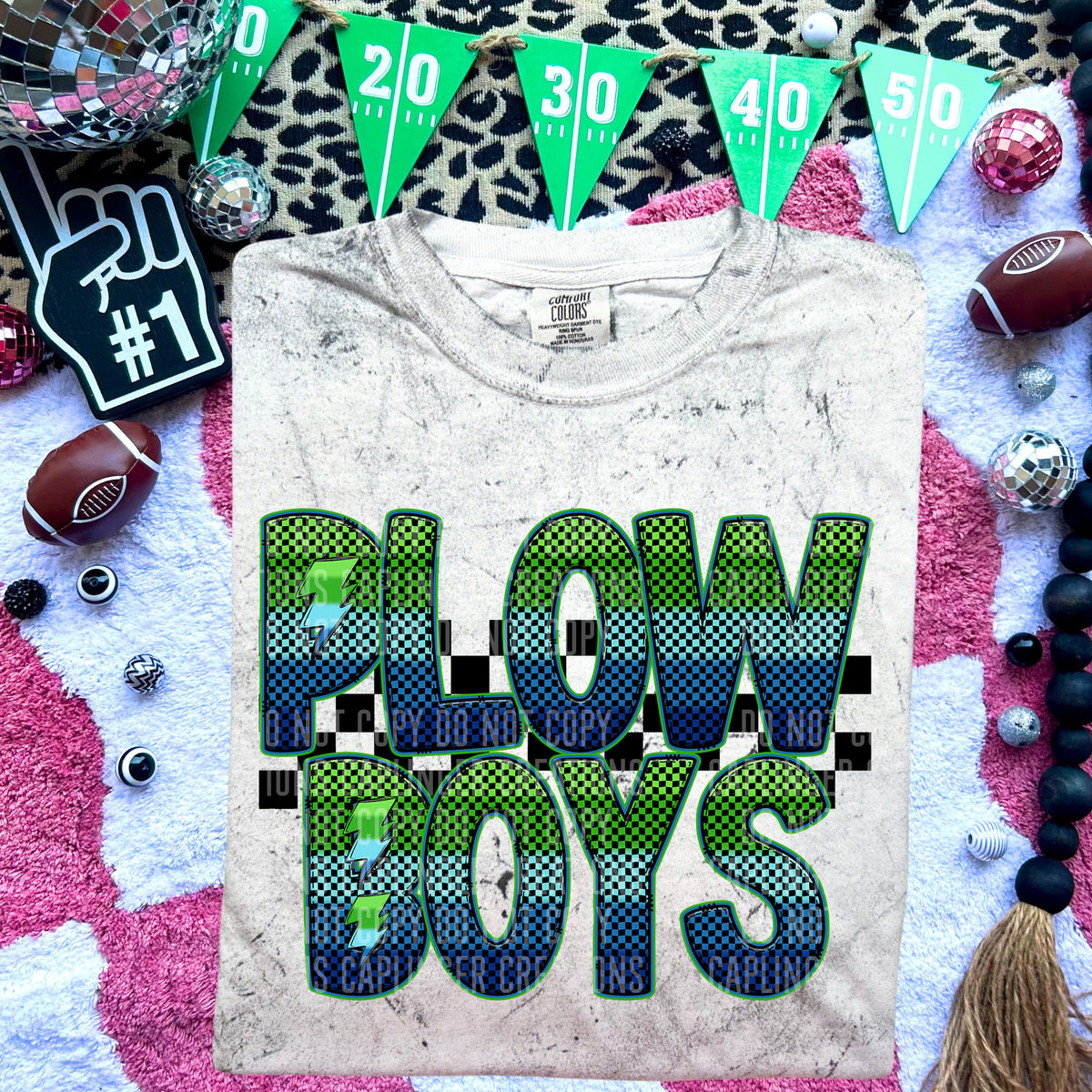 Plowboys Blue and Green Checkered (Caplinger) DTF transfer