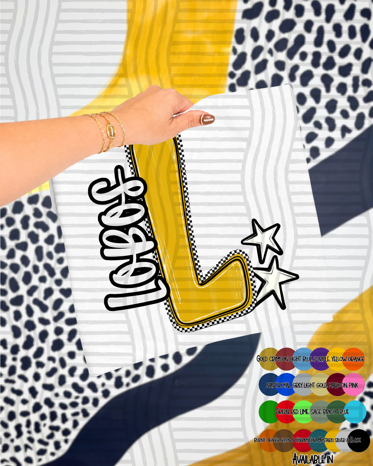 Lobos Checker Crush Yellow (Caplinger) DTF transfer