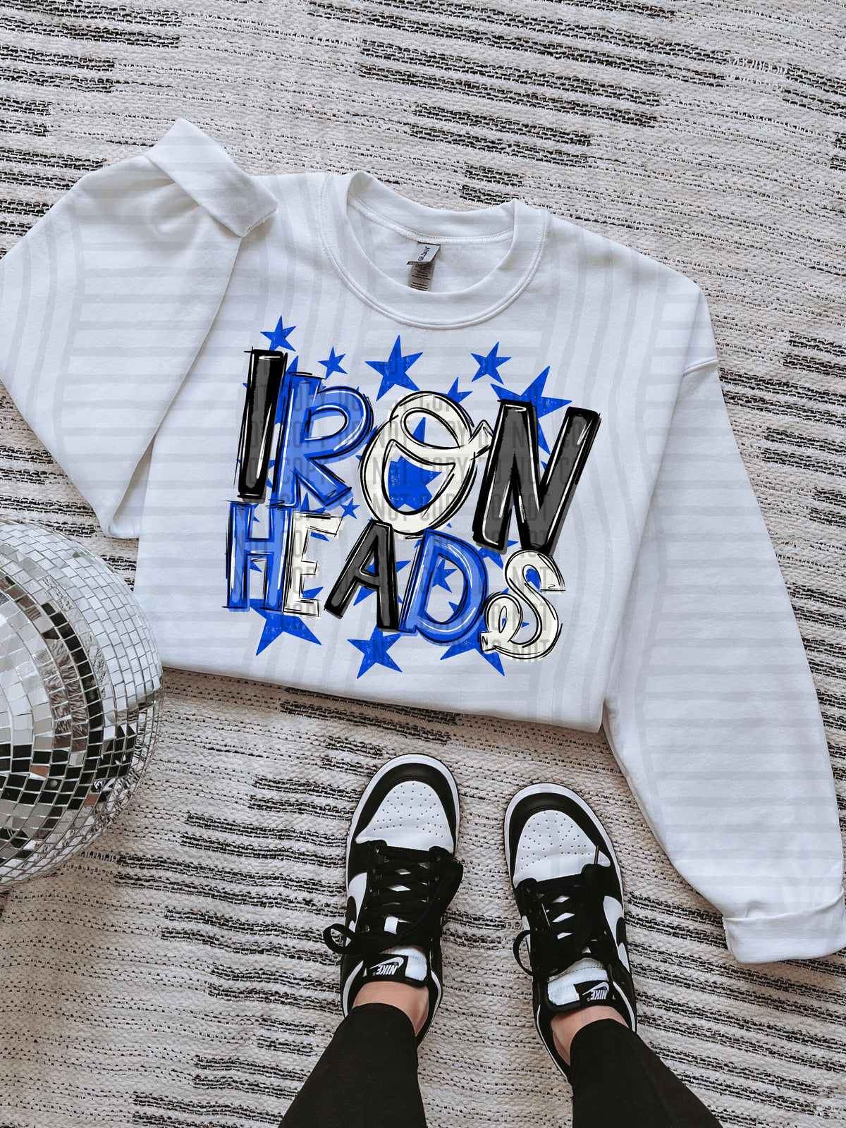 iron heads black and blue with blue stars (caplinger) DTF Transfer