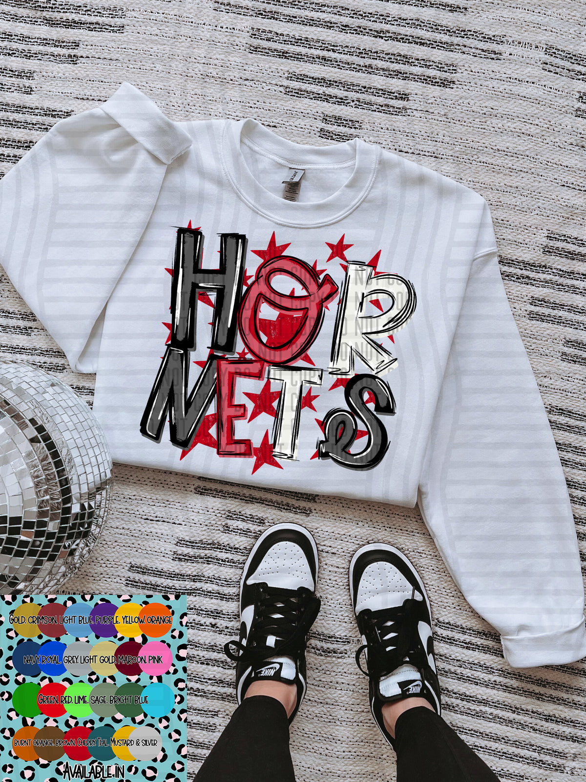 hornets black white and red with red stars (Caplinger) DTF Transfer