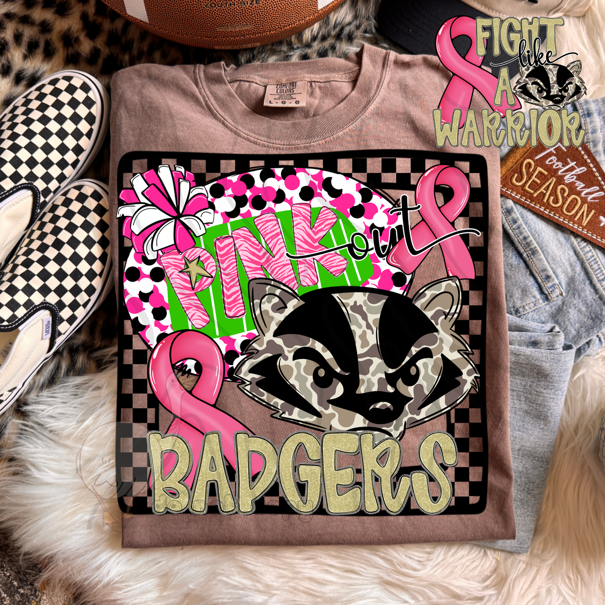 Badgers pink out camo (DKD) DTF transfer