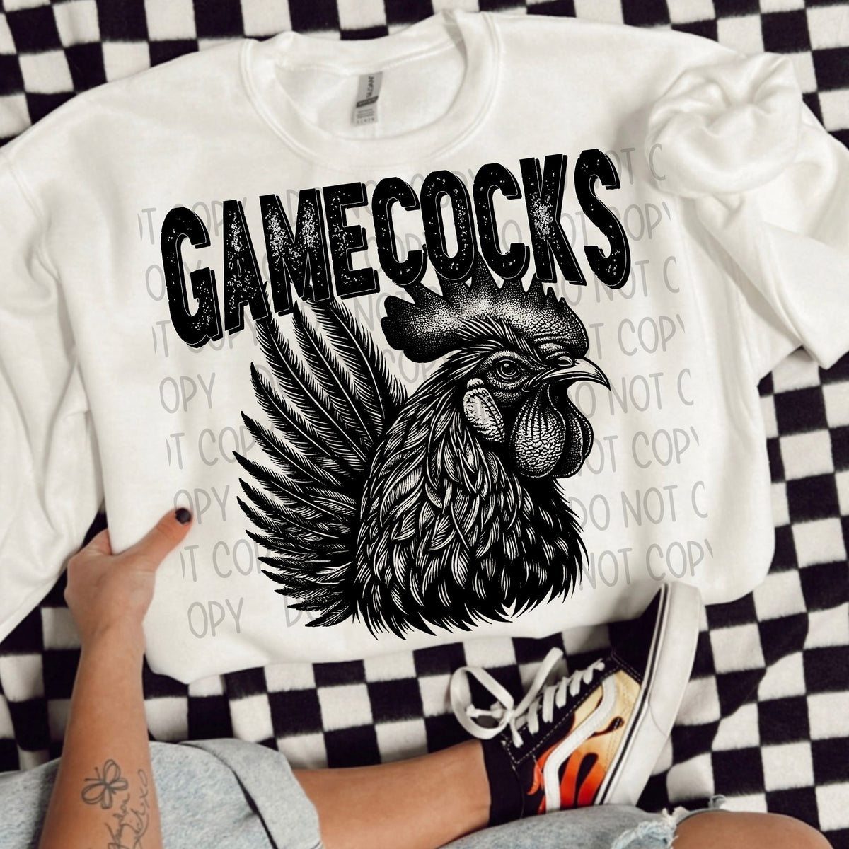 Gamecocks black/white outline DTF transfer