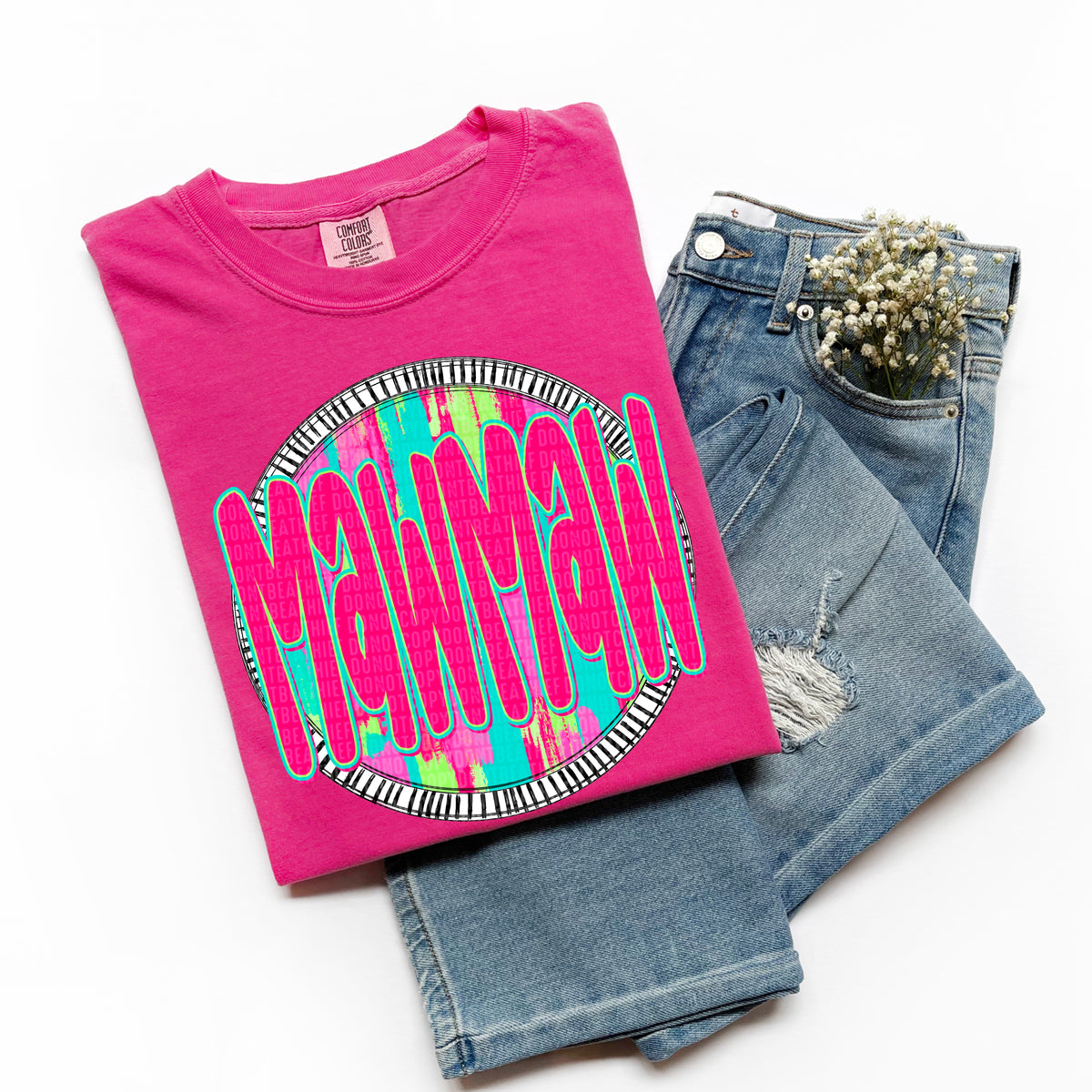 Mawmaw pink font circle 106180 DTF transfer