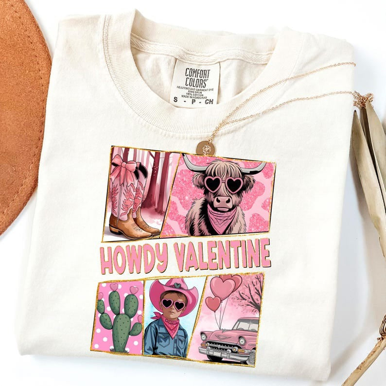 Howdy valentine western 75865 DTF transfer