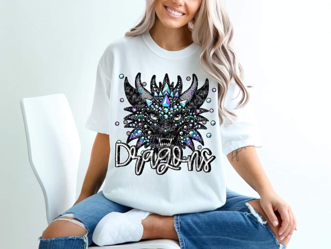 Dragons bedazzled mascot 53608 DTF transfer