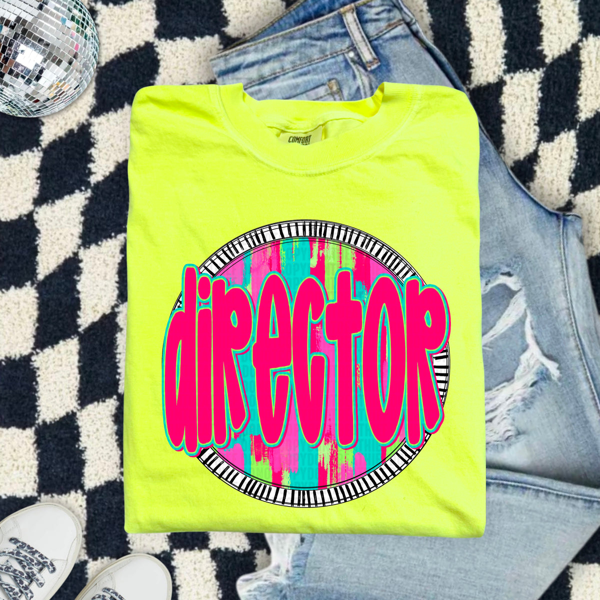 Director pink font circle 103948 DTF transfer