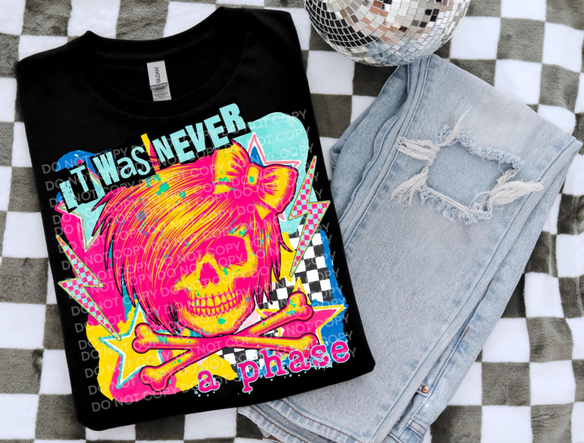 It was never a phase emo skull NEON SCG DTF transfer