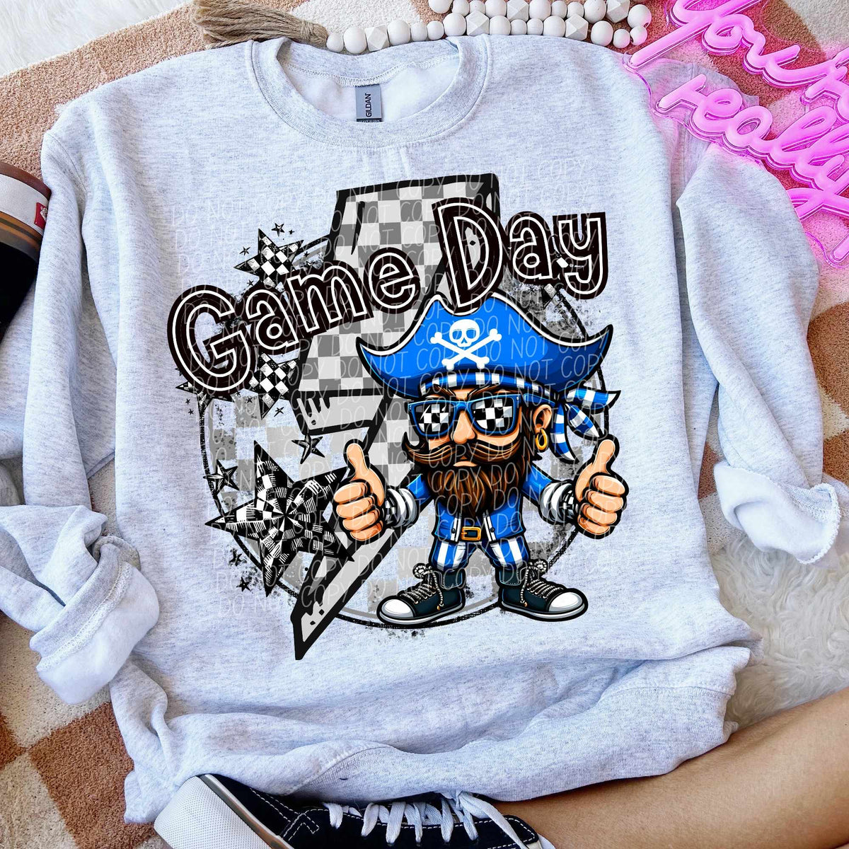Game day pirates blue shirt lightning bolt (CITY) 52515 DTF transfer