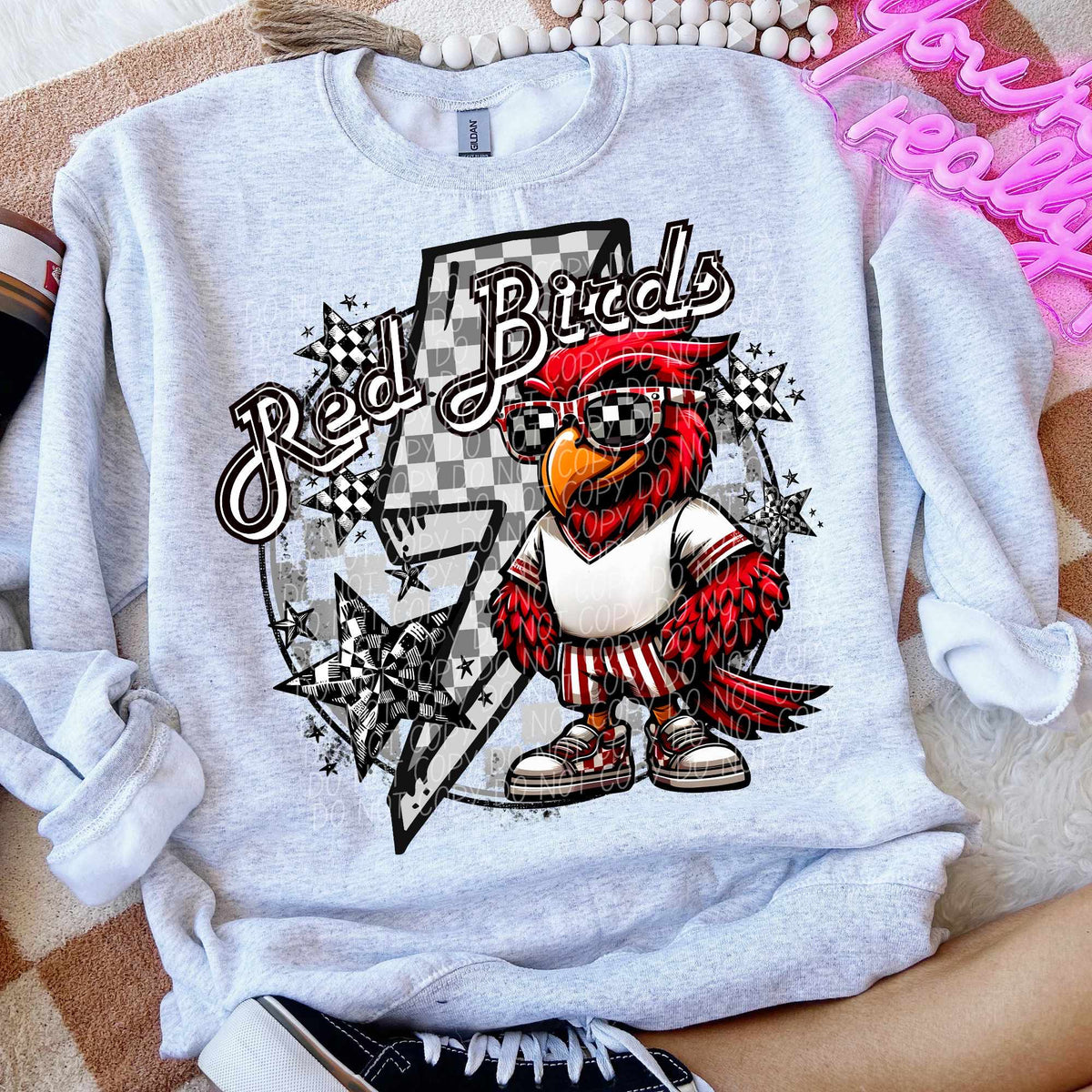 Red birds wings on hips lightning bolt (CITY) 52444 DTF transfer
