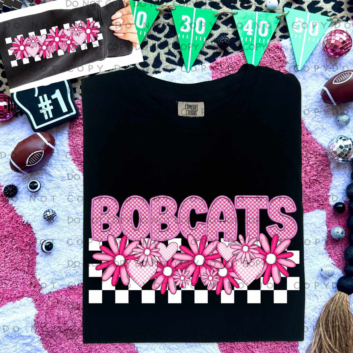 Bobcats pink checkered (caplinger) 77872 DTF transfer