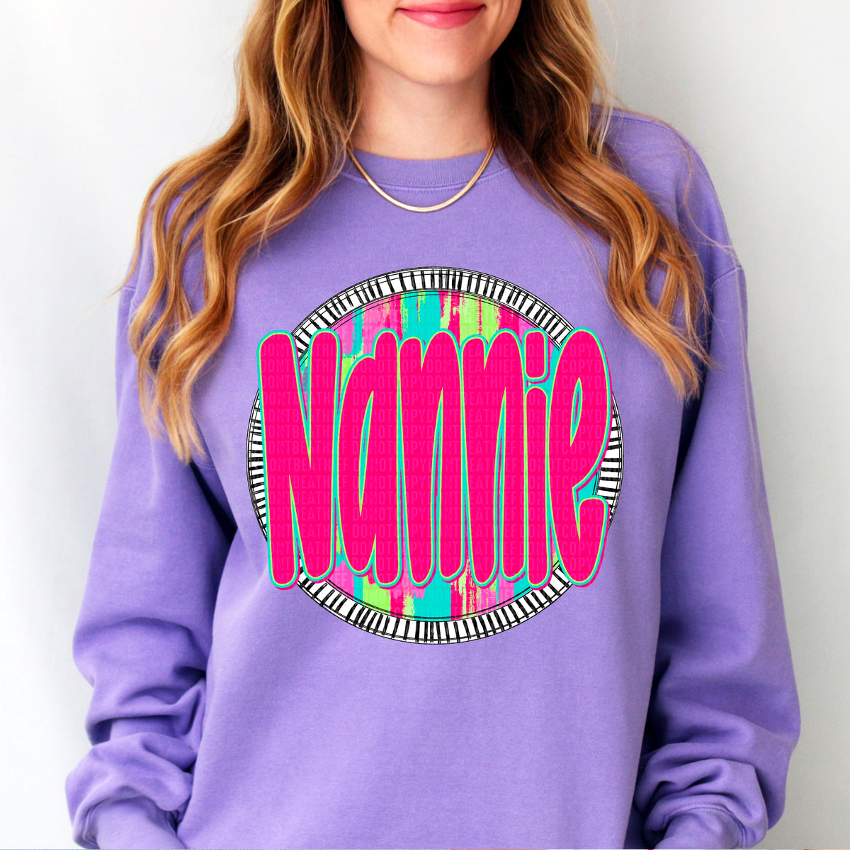 Nannie pink font circle 106171 DTF transfer