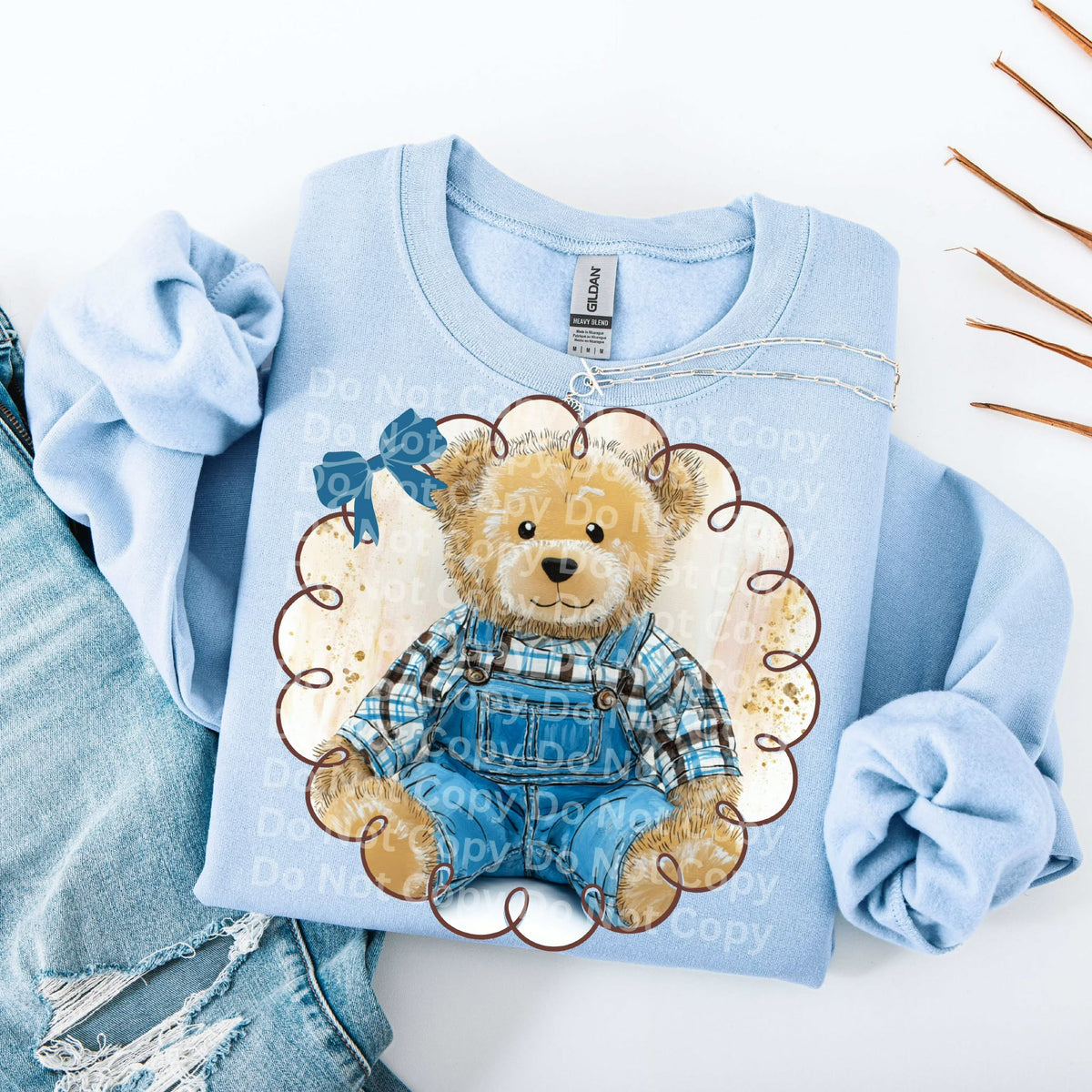 Blue teddy bear frame (irene) DTF Transfer