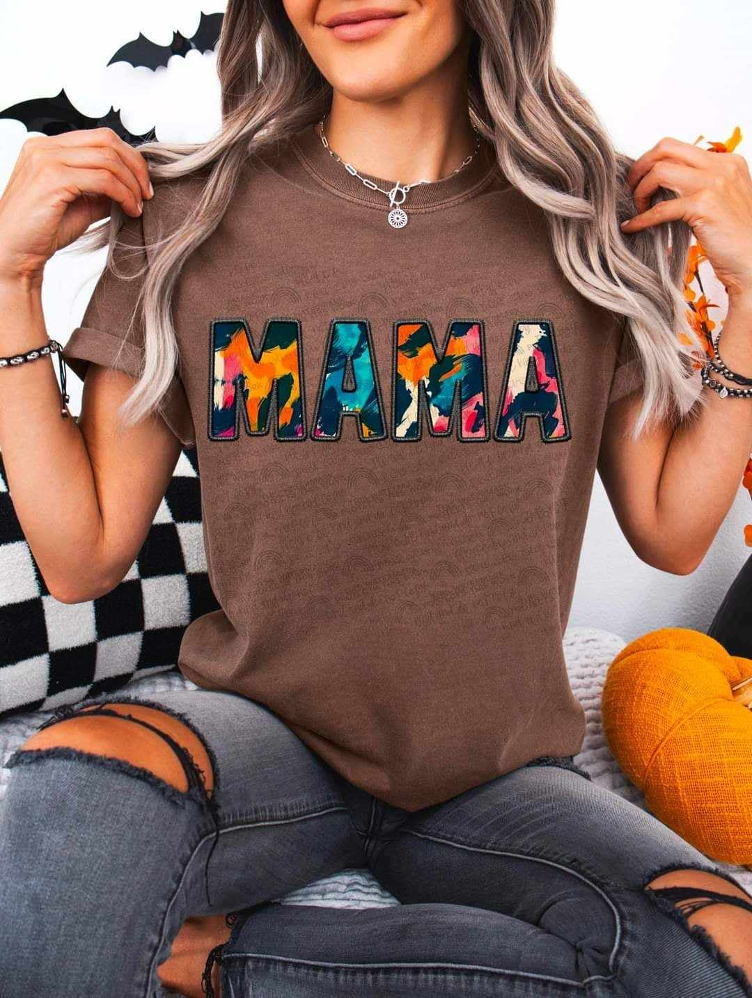 Mama orange and blue brushstrokes (DDD) 62629 DTF transfer