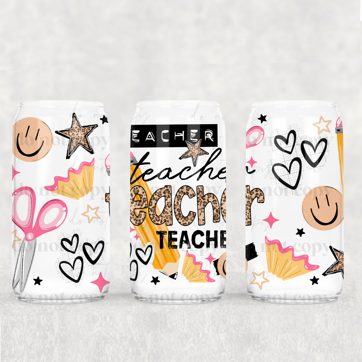 Teacher with pink and leopard (CSC) UV DTF WRAP